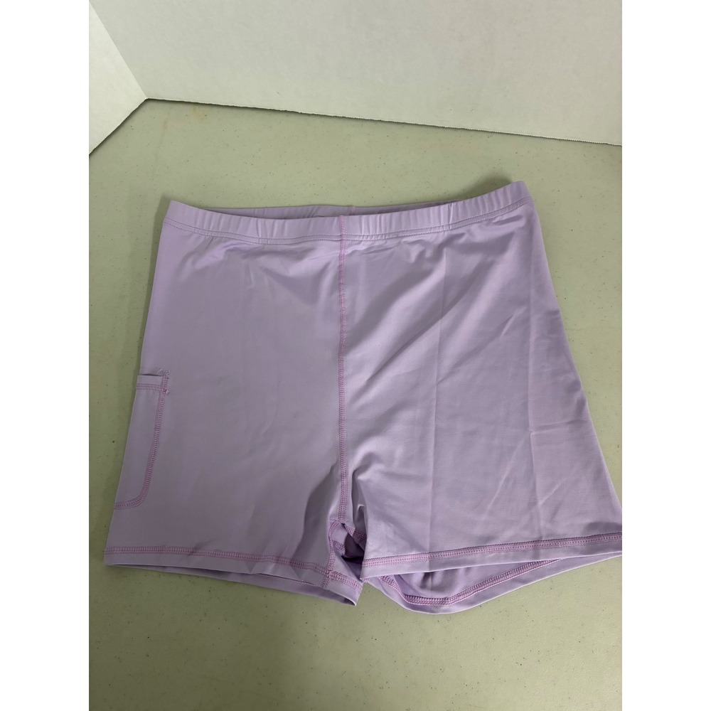 Lavender Purple Athletic Spandex Biker Shorts with Side Pocket Womens XL